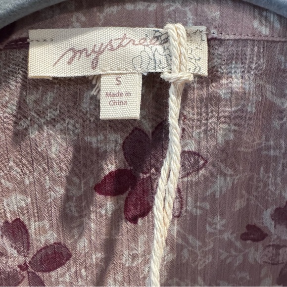 Mystree Floral Button-Up Sleeveless Blouse - Pink and Cream, Size Small - Picture 9 of 11